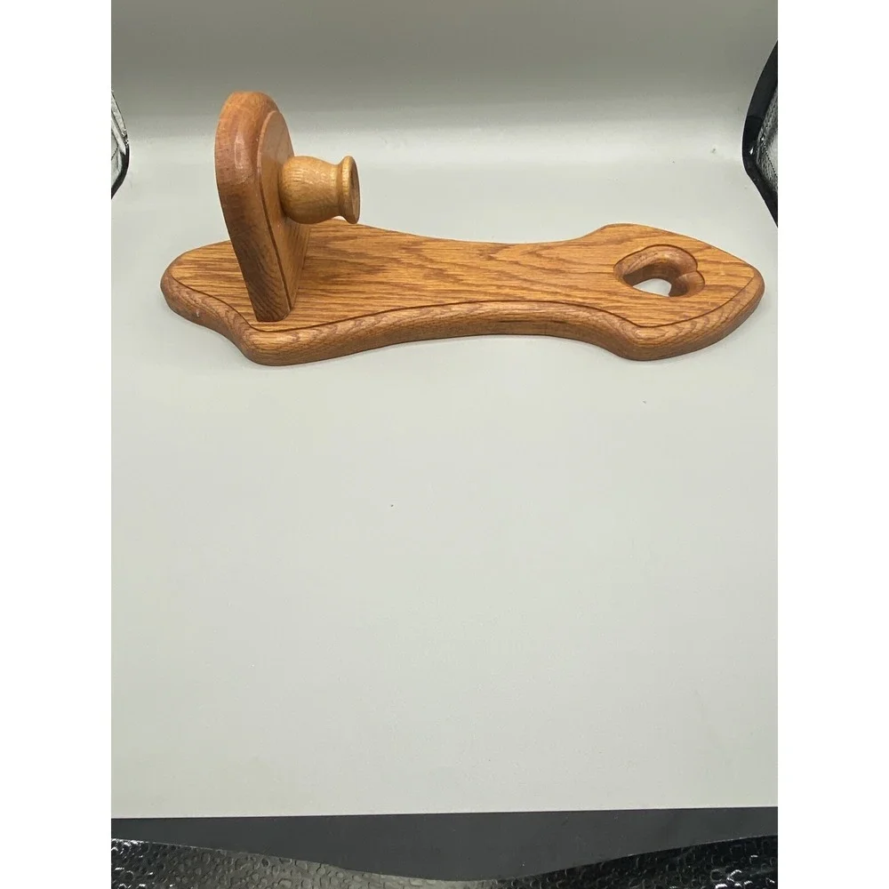 Vintage Oak Wood Candlestick Candle Holder Wall Sconce Heart Cutout